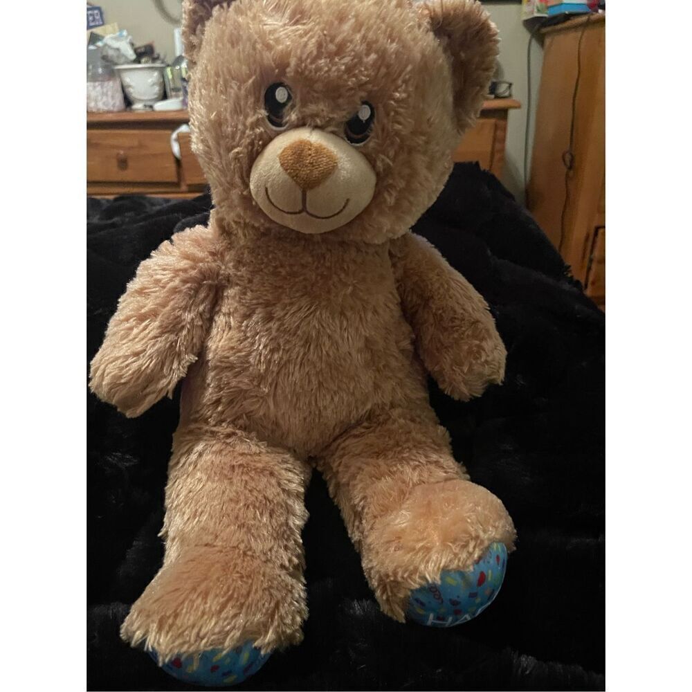 Build-A-Bear Workshop Brown Blue Happy Birthday Plush Teddy Bear Stuffed Toy